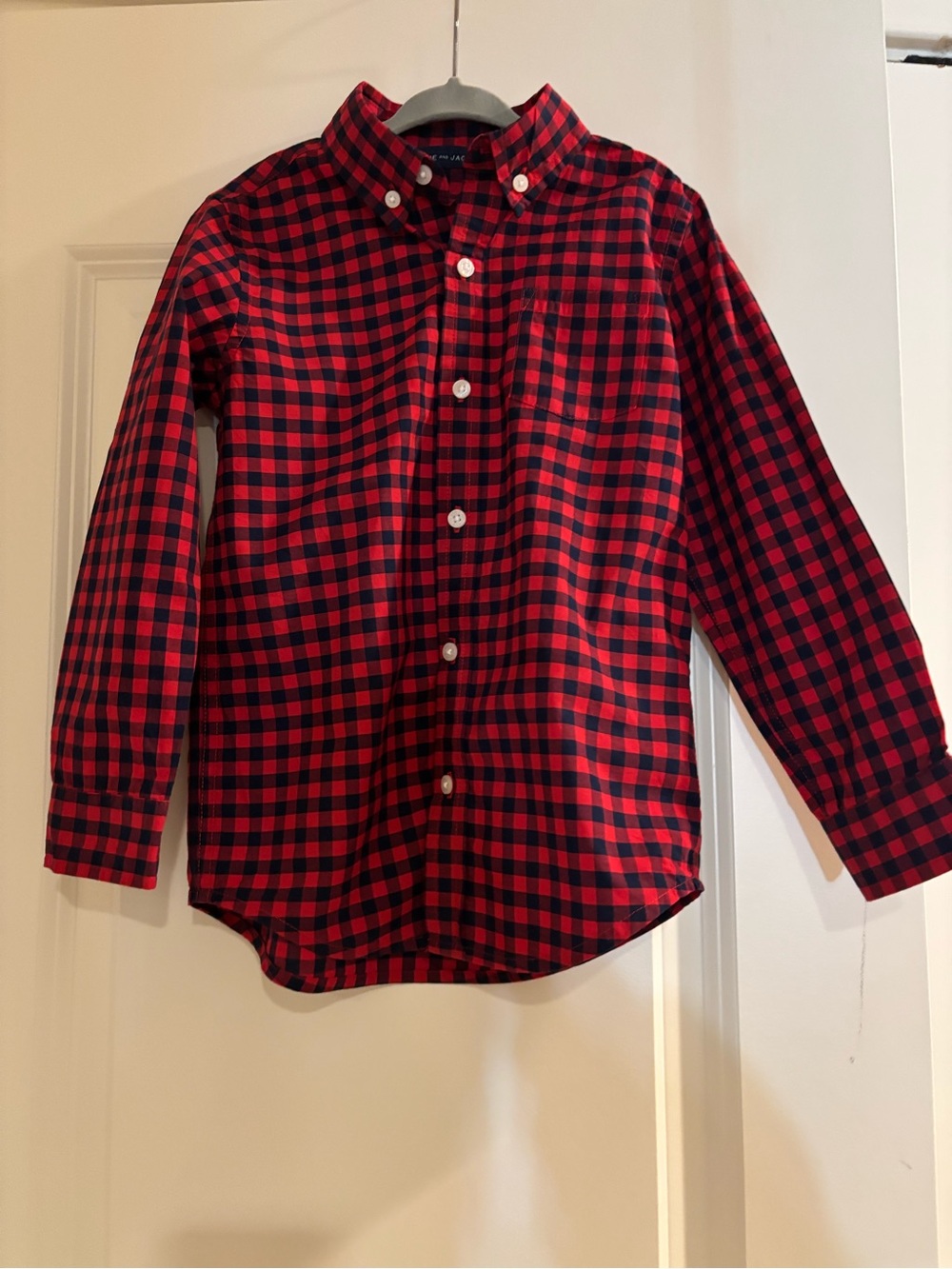 Janie and Jack Red and Black Plaid Button-Down Shirt
